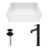 Marigold MatteStone Matte White Bathroom Sink/Basin Set with Sterling Faucet and Rectangular Composite Vessel X5V5 - product image 2