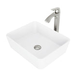 Marigold MatteStone White Bathroom Sink/Basin Set with Linus Faucet and Rectangular Composite Vessel W0A3 - product image 1