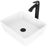 Marigold MatteStone White Bathroom Sink/Basin Set with Matte Black Linus Faucet and Rectangular Composite Vessel G8K5 - product image 1