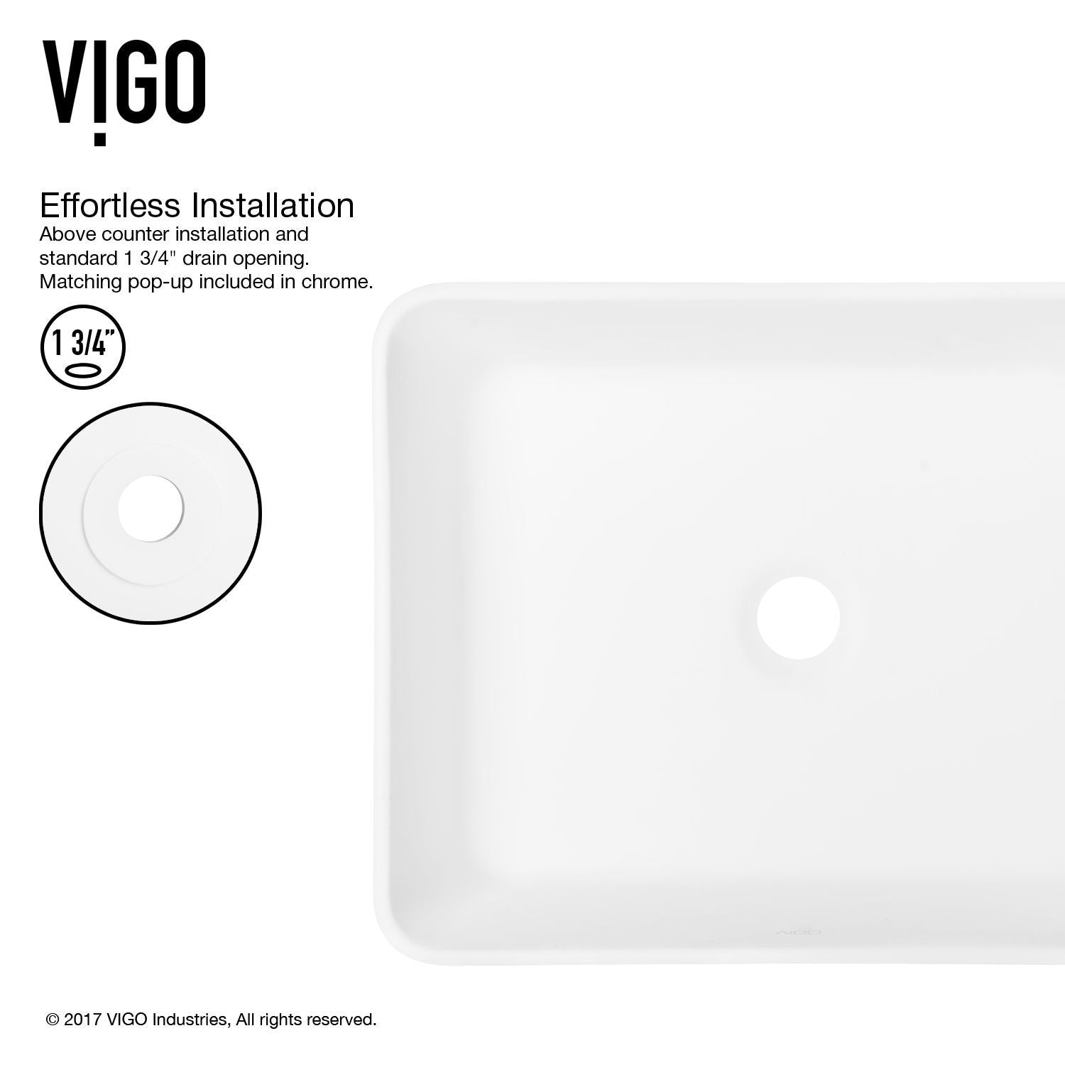Marigold MatteStone White Bathroom Sink/Basin Set with Niko Faucet and Rectangular Composite Vessel V6I0 - product image 7
