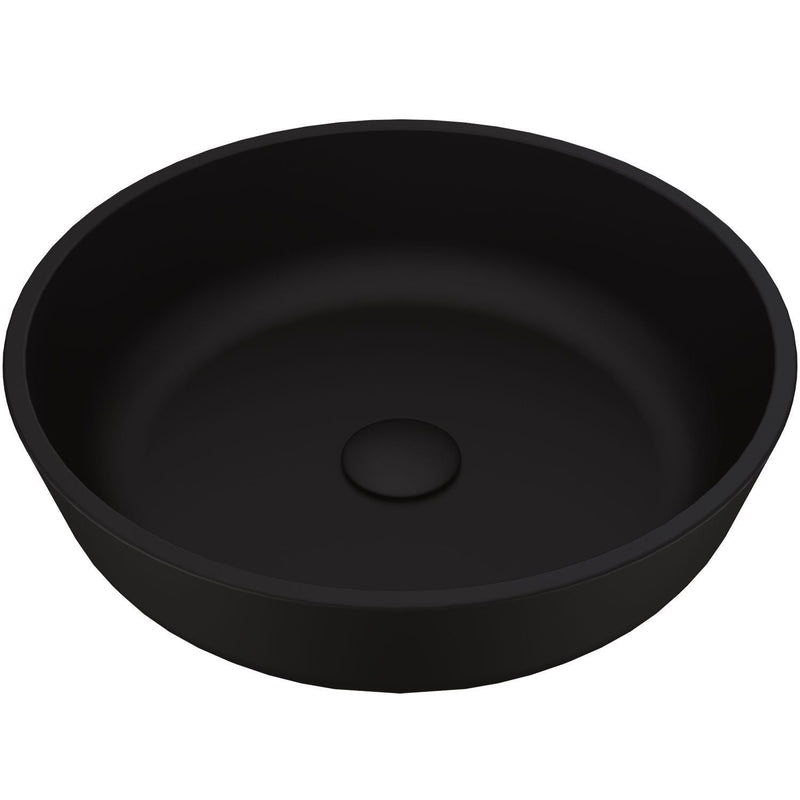 Modus Glass Round Vessel Bathroom Sink/Basin with Rounded Edges & Deep Bowl, Black B3B4