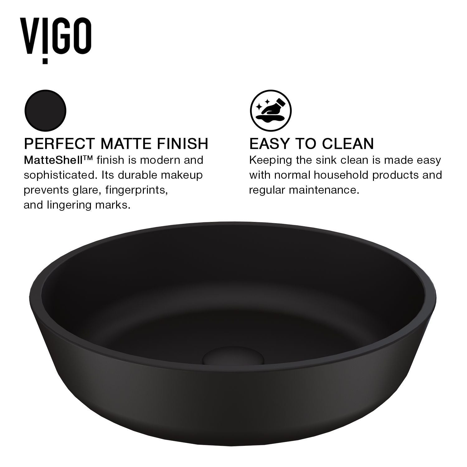 Modus Glass Round Vessel Bathroom Sink/Basin with Rounded Edges & Deep Bowl, Black B3B4 - product image 3
