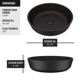 Modus Glass Round Vessel Bathroom Sink/Basin with Rounded Edges & Deep Bowl, Black B3B4 - product image 5