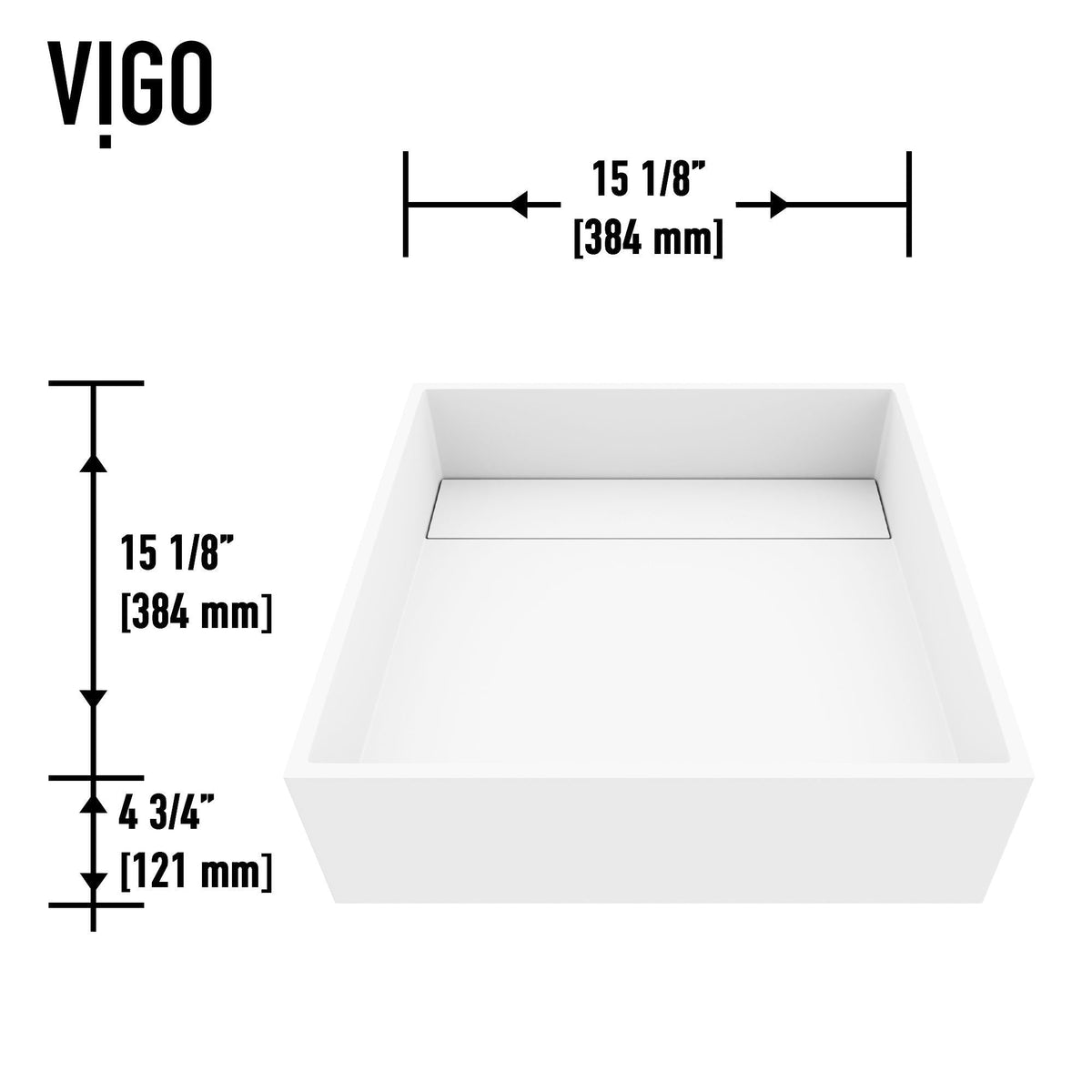 Montauk MatteStone 15x15-in Deep White Bathroom Sink/Basin with Rectangular Vessel E3K6 - product image 2
