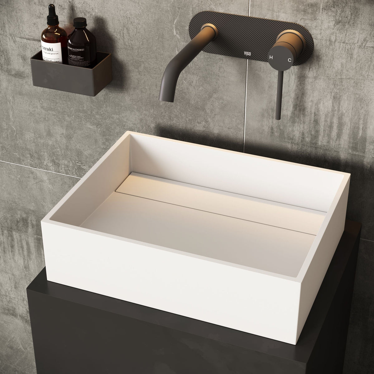 Montauk MatteStone 18x13-in Deep White Bathroom Sink/Basin with Rectangular Vessel K8S2 - product image 8
