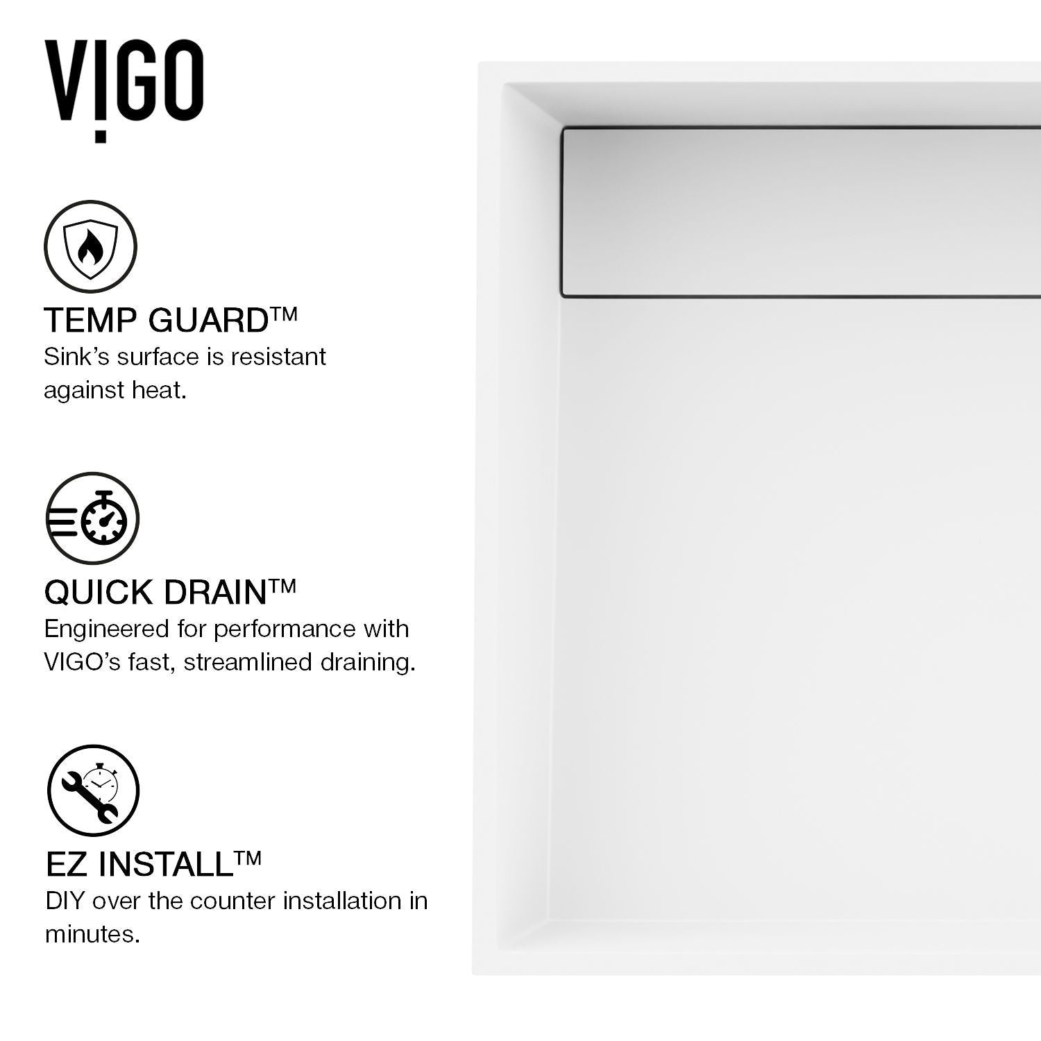 Montauk MatteStone 23x15-in Deep White Bathroom Sink/Basin with Rectangular Vessel I9V9 - product image 3