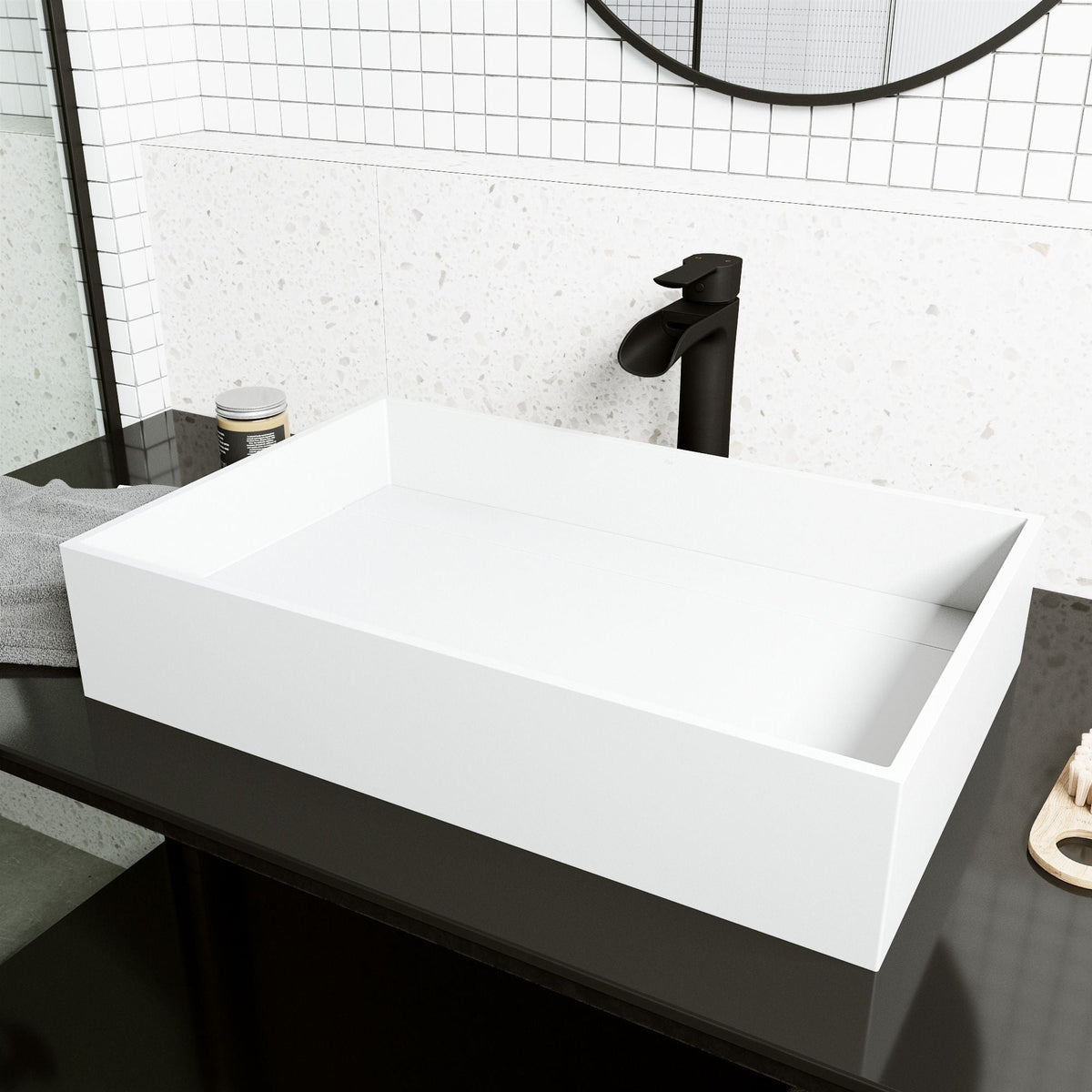 Montauk MatteStone 23x15-in Deep White Bathroom Sink/Basin with Rectangular Vessel I9V9 - product image 6