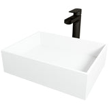 Montauk MatteStone White Bathroom Sink/Basin Set with Amada Faucet and Rectangular Composite Vessel A4S0 - product image 1