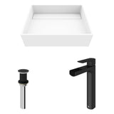 Montauk MatteStone White Bathroom Sink/Basin Set with Amada Faucet and Rectangular Composite Vessel A4S0 - product image 2