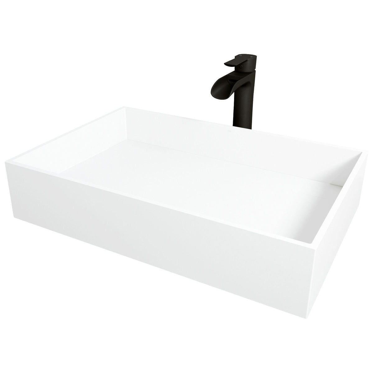 Montauk MatteStone White Bathroom Sink/Basin Set with Niko Faucet and Rectangular Composite Vessel L5K5 - product image 1