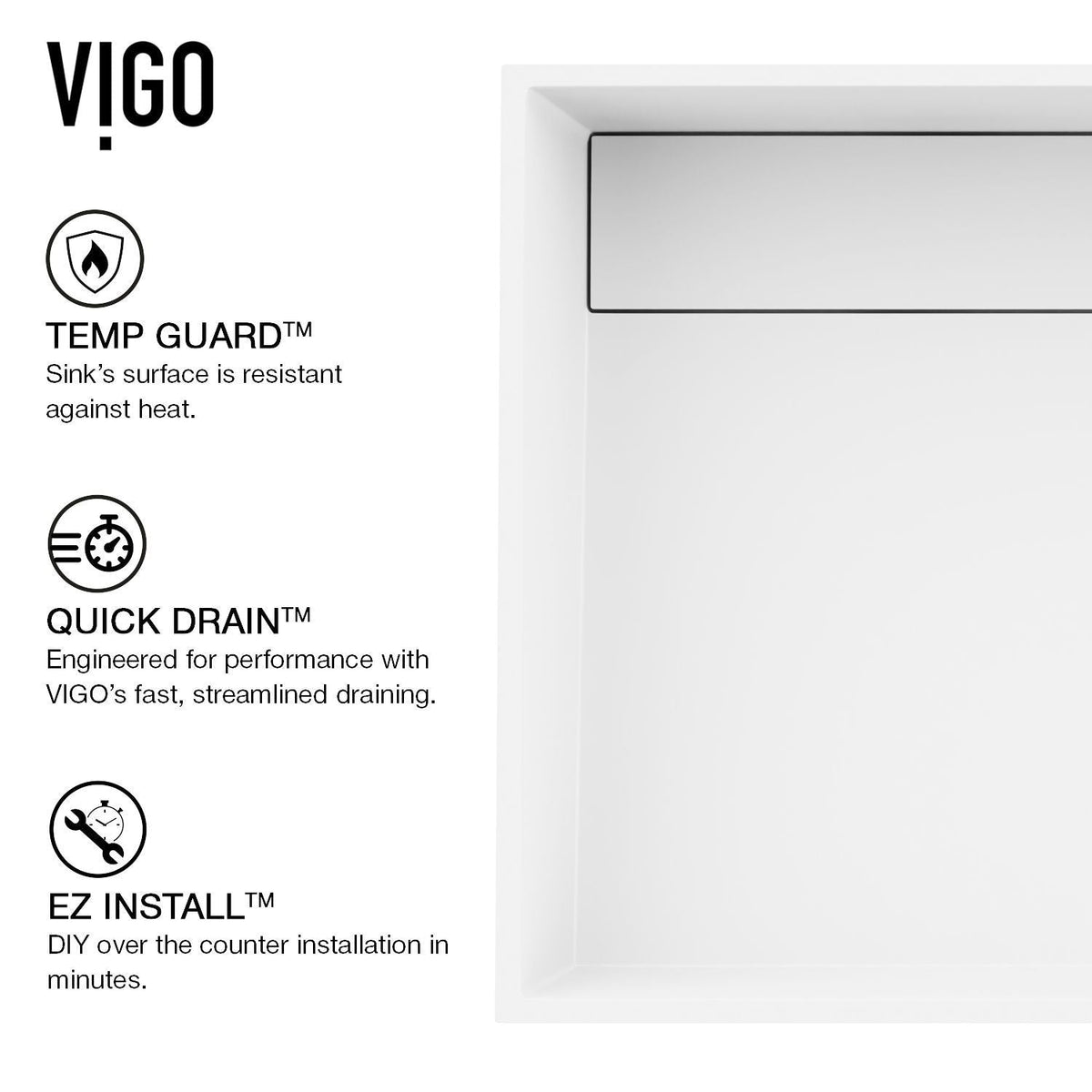 Montauk MatteStone White Bathroom Sink/Basin Set with Niko Faucet and Rectangular Composite Vessel L5K5 - product image 4