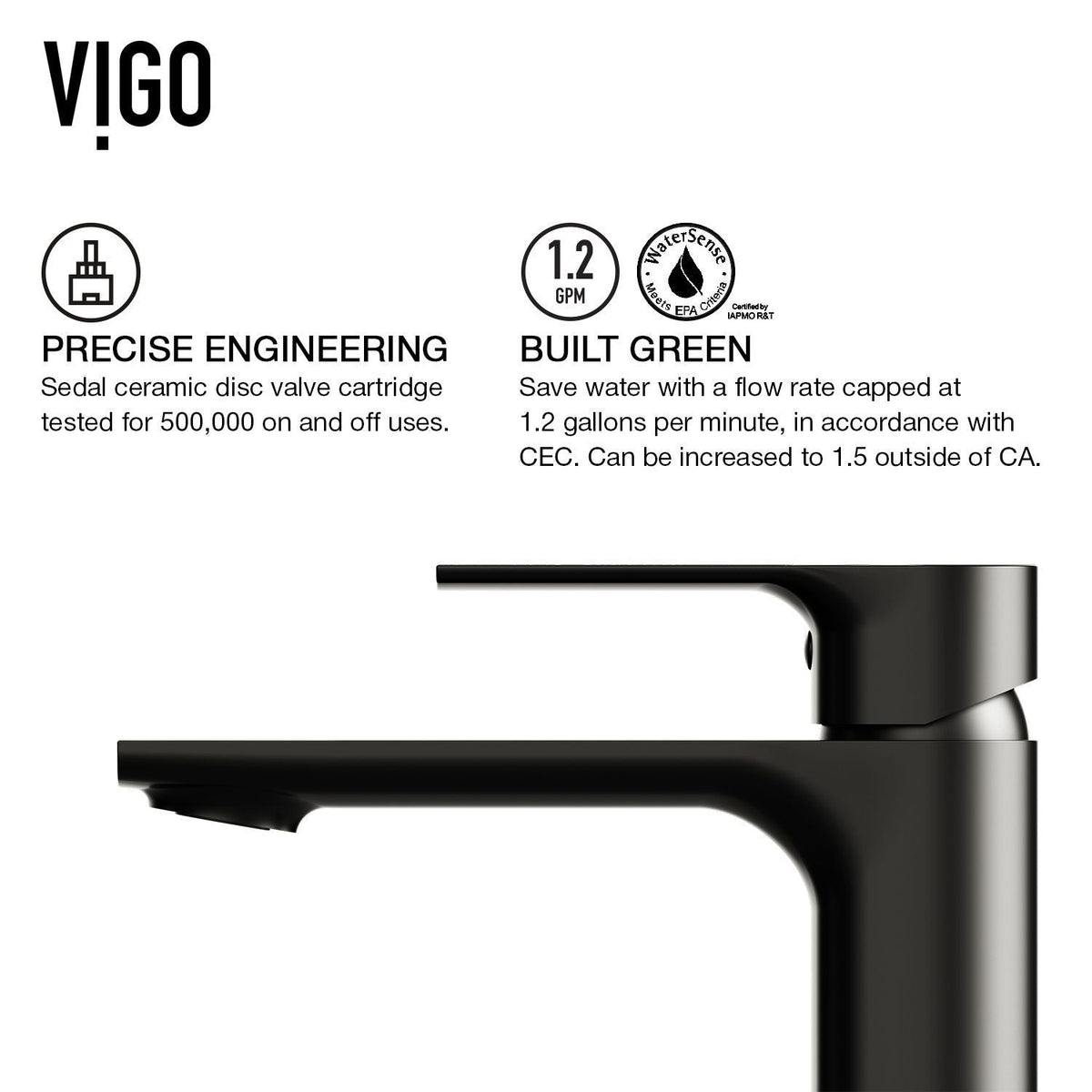 Norfolk Single Handle Vessel Bathroom Sink Faucet, WaterSense Certified, Matte Black E6S4 - product image 3