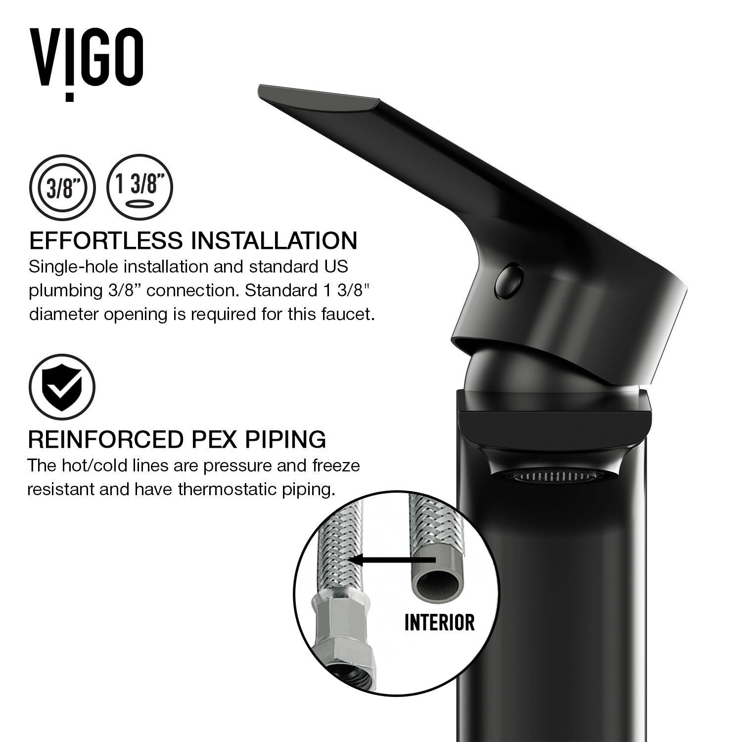 Norfolk Single Handle Vessel Bathroom Sink Faucet, WaterSense Certified, Matte Black E6S4 - product image 6