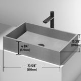 Orvieto Gothic ConcretoStone 24x15-in Deep Grey Bathroom Sink/Basin with Rectangular Vessel A2J2 - product image 2