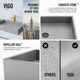Orvieto Gothic ConcretoStone 24x15-in Deep Grey Bathroom Sink/Basin with Rectangular Vessel A2J2 - product image 3