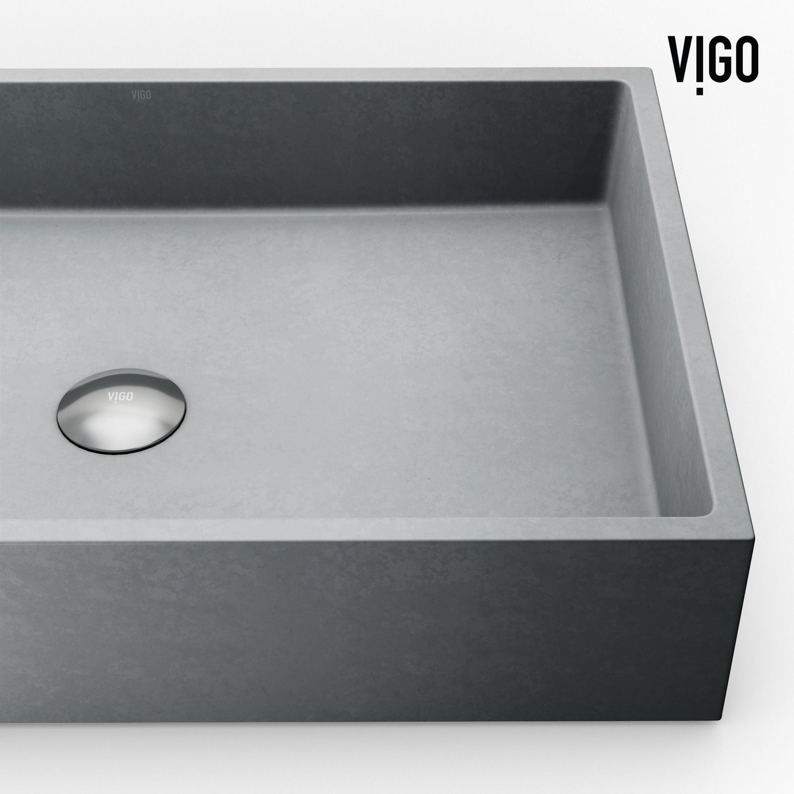 Orvieto Gothic ConcretoStone 24x15-in Deep Grey Bathroom Sink/Basin with Rectangular Vessel I3M2 - product image 8