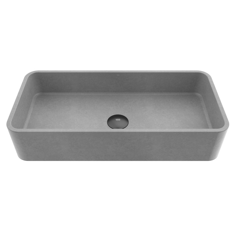 Palazzo Gothic ConcretoStone 24x11-in Deep Grey Bathroom Sink/Basin with Rectangular Vessel Z1O9