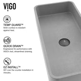 Palazzo Gothic ConcretoStone 24x11-in Deep Grey Bathroom Sink/Basin with Rectangular Vessel Z1O9 - product image 3
