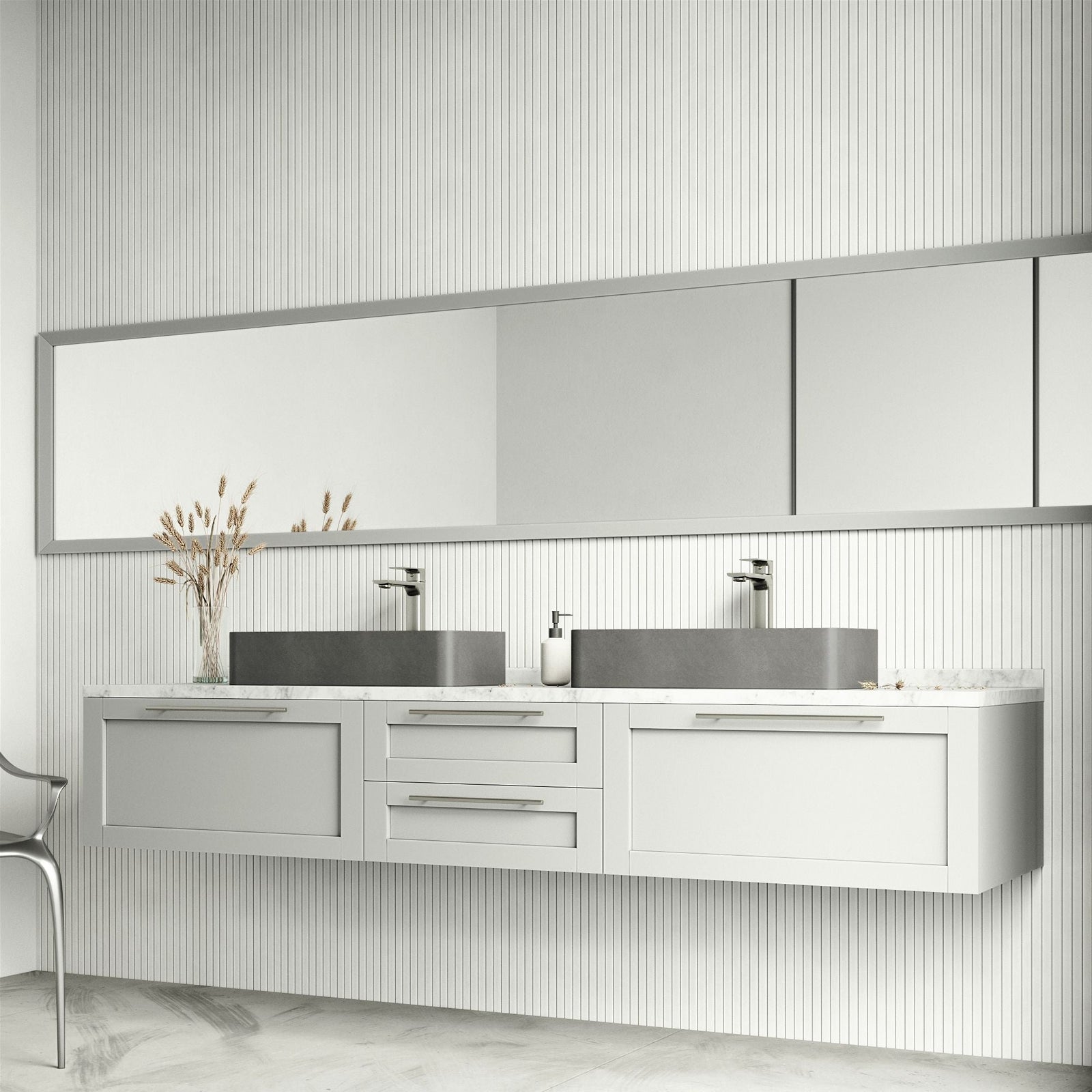 Palazzo Gothic ConcretoStone 24x11-in Deep Grey Bathroom Sink/Basin with Rectangular Vessel Z1O9 - product image 5