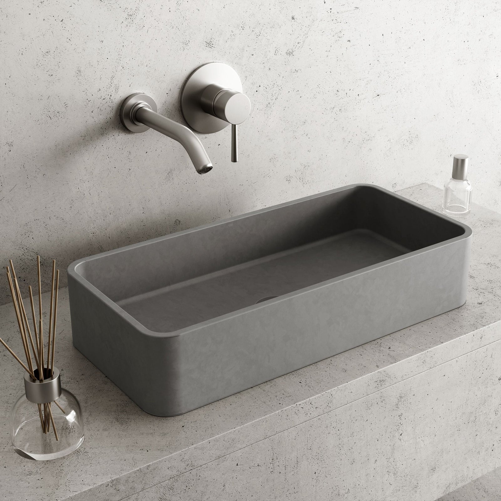 Palazzo Gothic ConcretoStone 24x11-in Deep Grey Bathroom Sink/Basin with Rectangular Vessel Z1O9 - product image 7