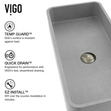 Palazzo Gothic ConcretoStone Grey Bathroom Sink/Basin Set with Niko Faucet and Rectangular Vessel Q7W0 - product image 4