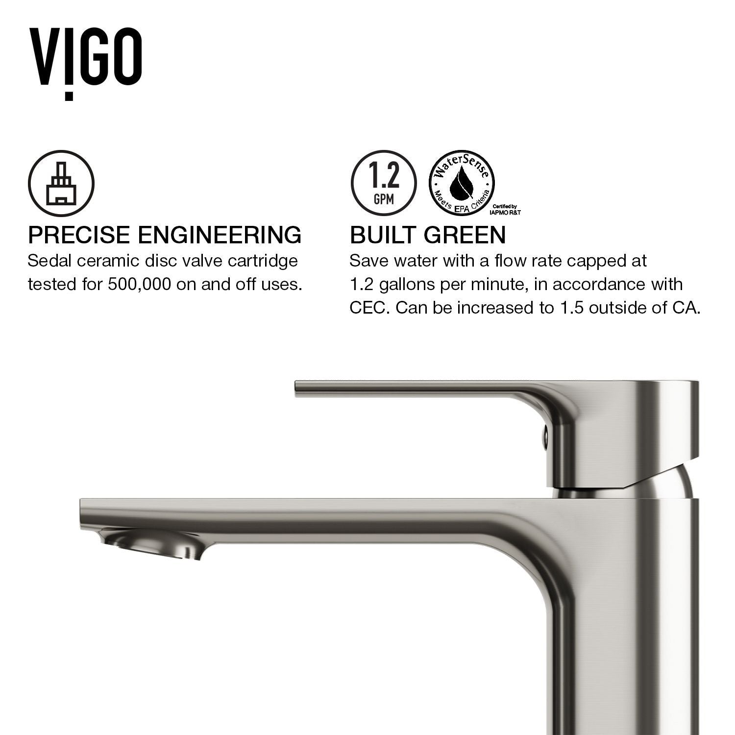 Palazzo Gothic ConcretoStone Grey Bathroom Sink/Basin Set with Niko Faucet and Rectangular Vessel R9P1 - product image 7
