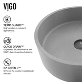 Palermo Gothic ConcretoStone 15x15-in Deep Grey Bathroom Sink/Basin with Round Vessel O9M9 - product image 2