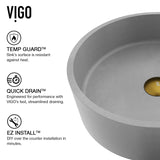 Palermo Gothic ConcretoStone Ash Grey Bathroom Sink/Basin Set with Niko Faucet and Round Vessel B7O6 - product image 5