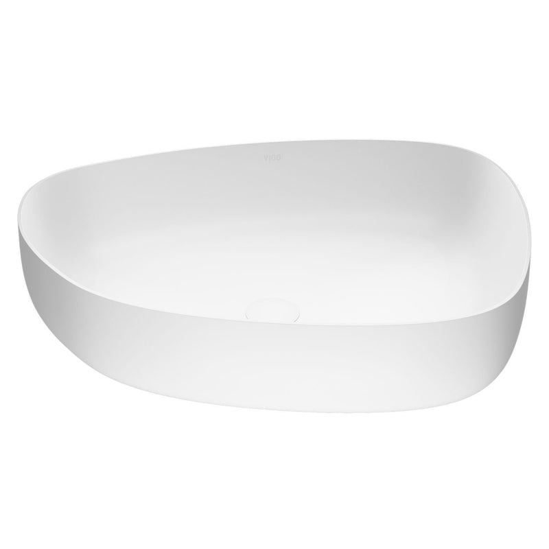 Peony Matte Stone Novelty Composite Vessel Bathroom Sink/Basin with Deep Bowl, White Z2P6