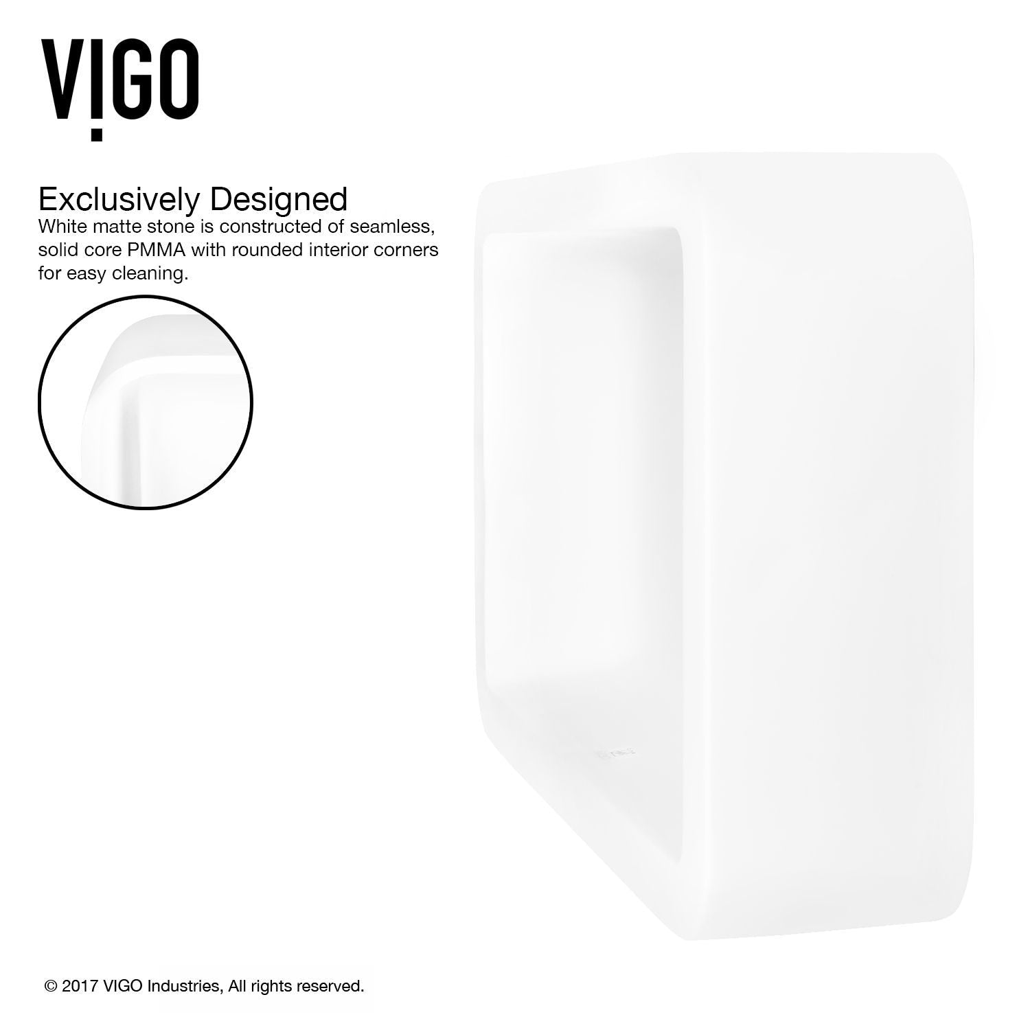 Petunia Matte Stone Rectangular Composite Vessel Bathroom Sink/Basin with Rounded Edges & Deep Bowl, White V0Z1 - product image 3