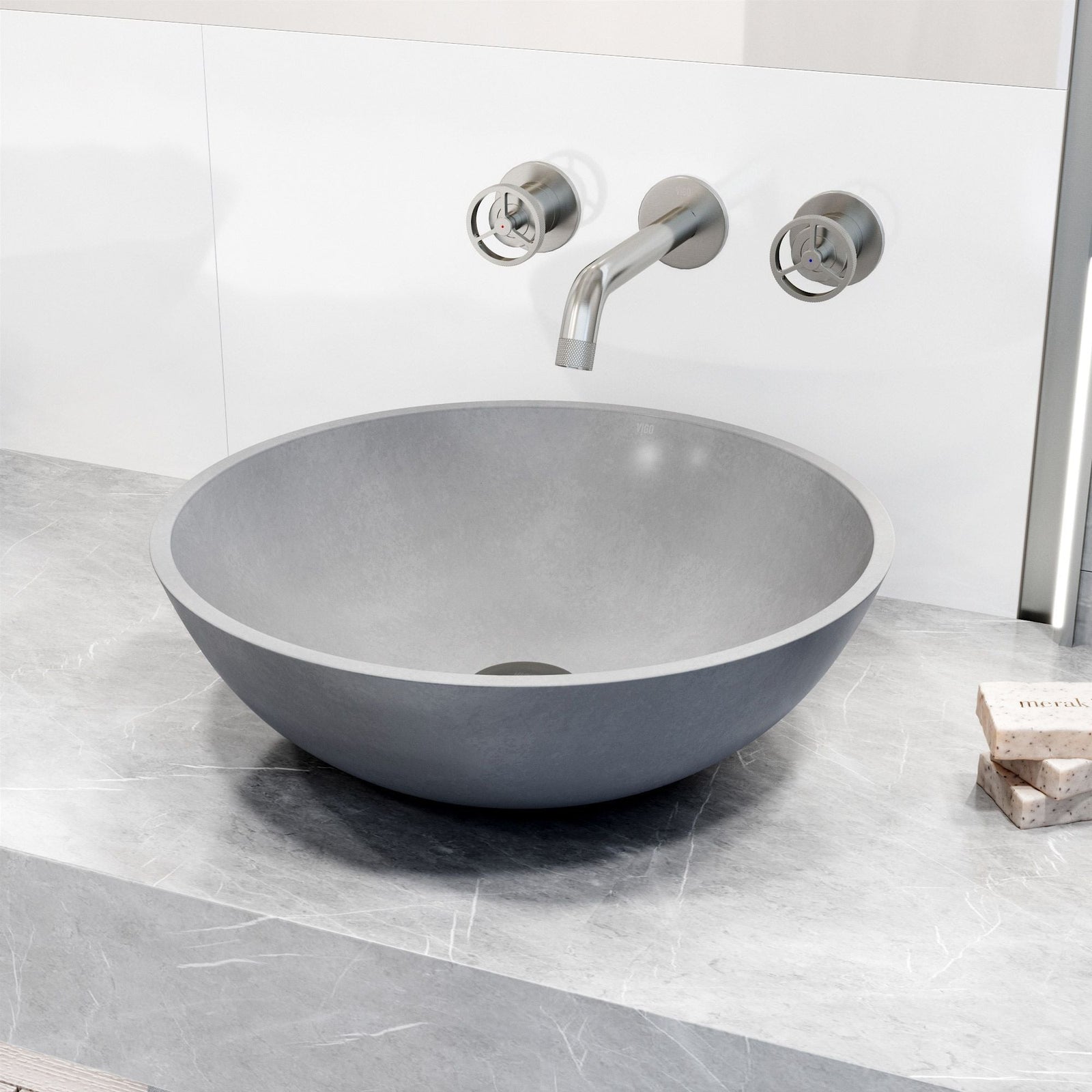 Ravenna Gothic ConcretoStone 16x16-in Deep Grey Bathroom Sink/Basin with Round Vessel S2W1 - product image 5