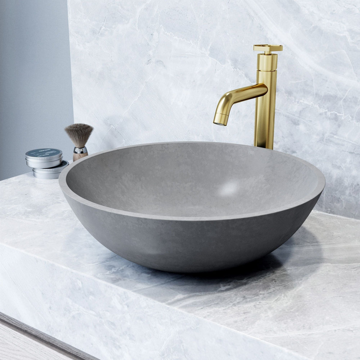 Ravenna Gothic ConcretoStone 16x16-in Deep Grey Bathroom Sink/Basin with Round Vessel S2W1 - product image 6