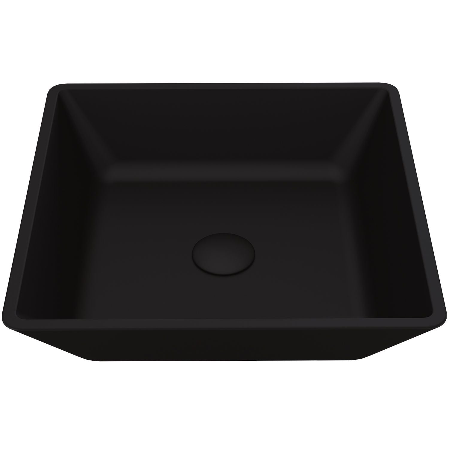Roma Glass Square Vessel Bathroom Sink/Basin with Rounded Edges & Deep Bowl, Black U3R1 - product image 1