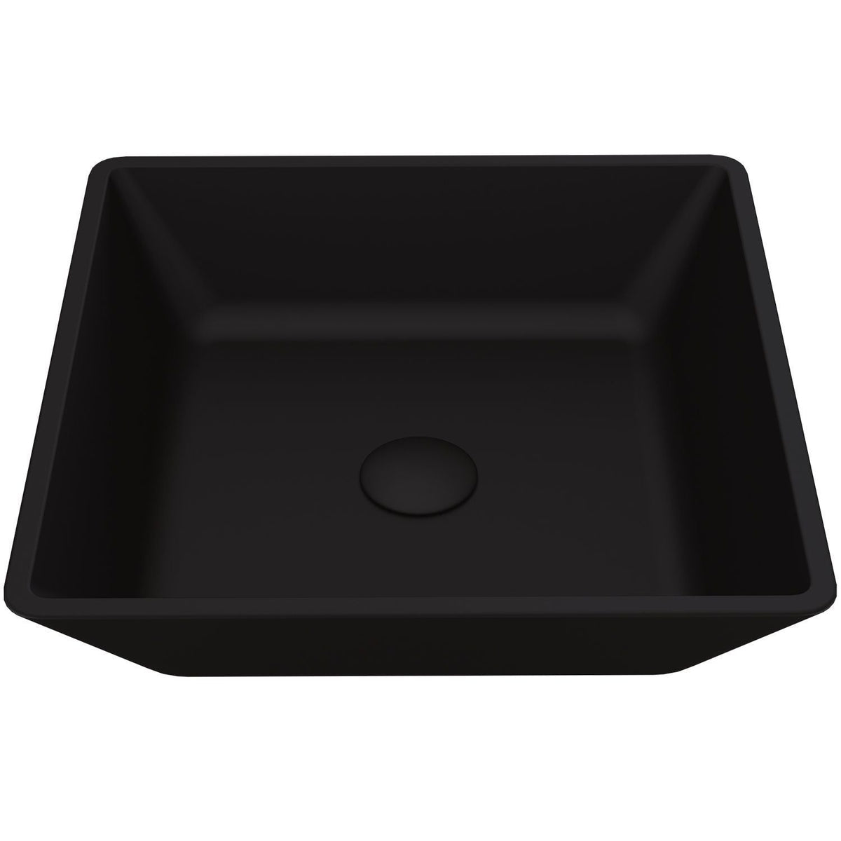 Roma Glass Square Vessel Bathroom Sink/Basin with Rounded Edges & Deep Bowl, Black Z5B3 - product image 1