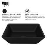 Roma Glass Square Vessel Bathroom Sink/Basin with Rounded Edges & Deep Bowl, Black U3R1 - product image 3