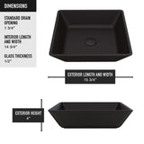 Roma Glass Square Vessel Bathroom Sink/Basin with Rounded Edges & Deep Bowl, Black U3R1 - product image 4