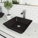 Roma Glass Square Vessel Bathroom Sink/Basin with Rounded Edges & Deep Bowl, Black Z5B3 - product image 7