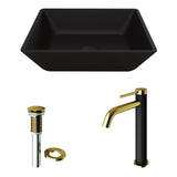 Roma MatteShell Matte Black Bathroom Sink/Basin Set with Lexington Faucet and Glass Square Vessel D9E7 - product image 2