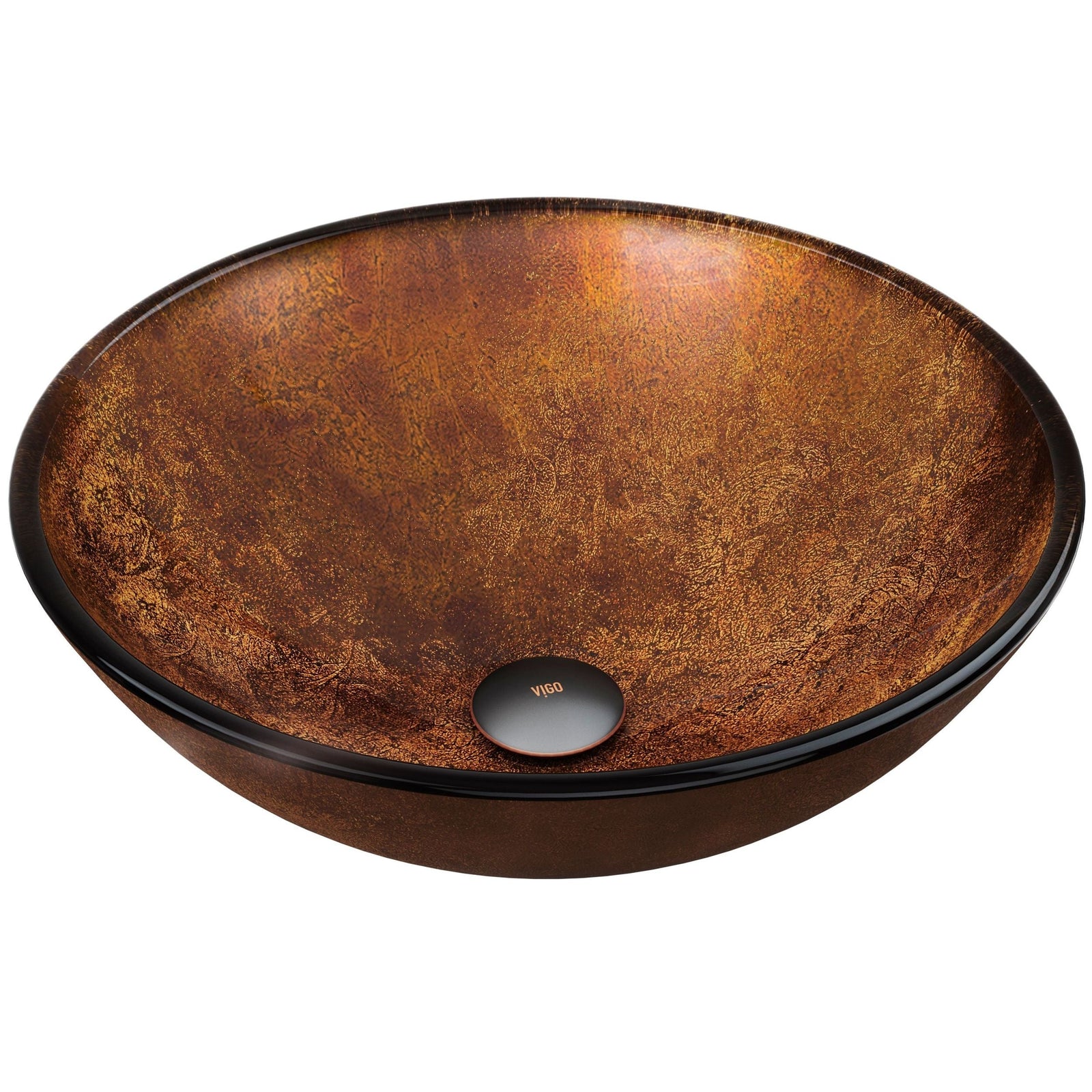 Round Glass Vessel Bathroom Sink/Basin with Deep Bowl, Russet M4S4 - product image 1