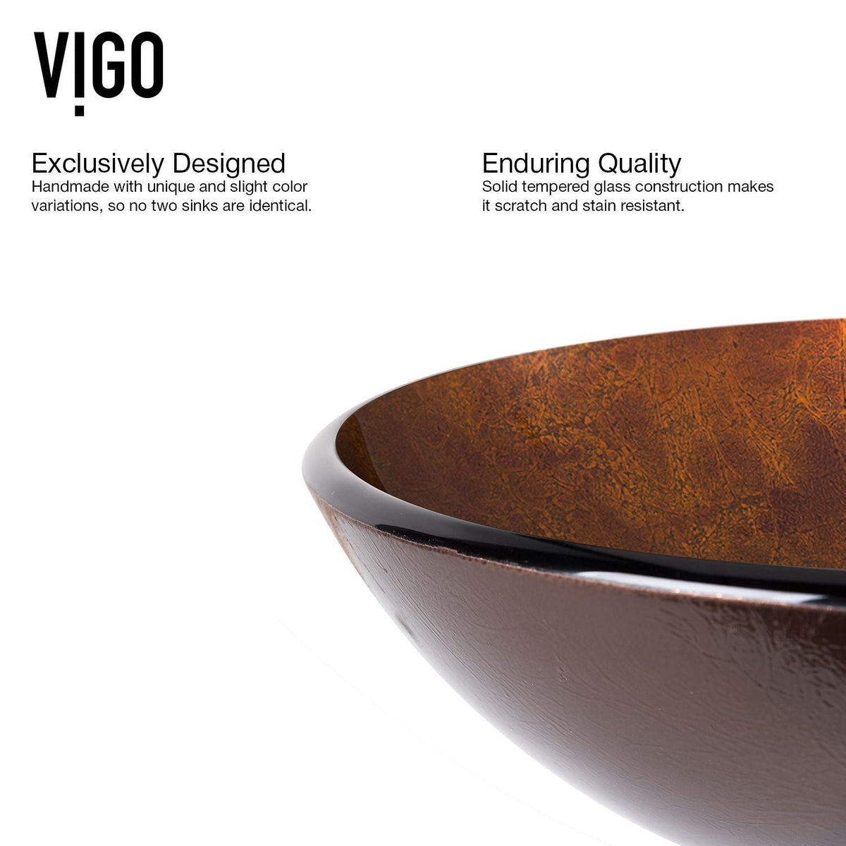 Round Glass Vessel Bathroom Sink/Basin with Deep Bowl, Russet M4S4 - product image 4