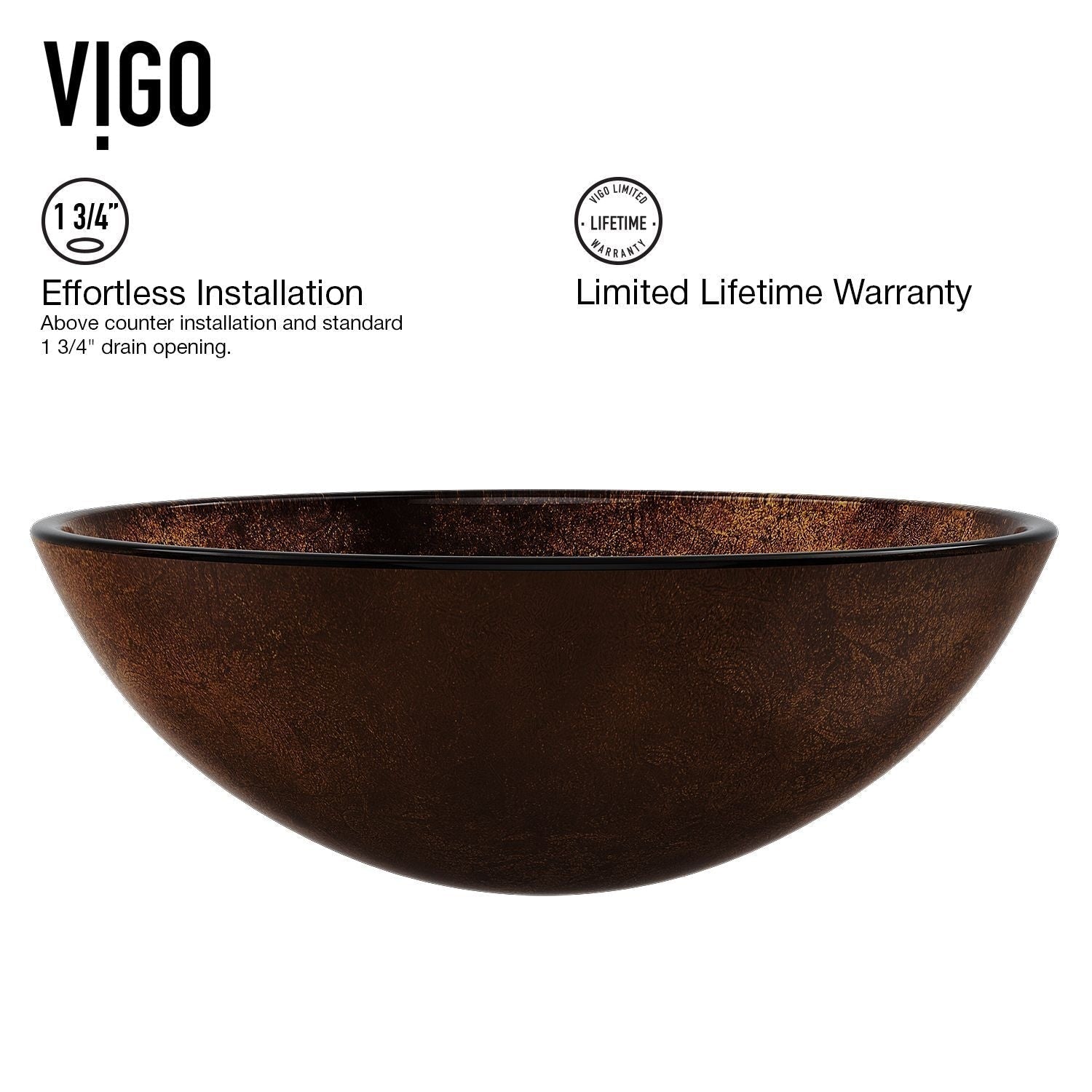 Round Glass Vessel Bathroom Sink/Basin with Deep Bowl, Russet M4S4 - product image 5