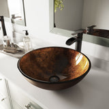 Round Glass Vessel Bathroom Sink/Basin with Deep Bowl, Russet M4S4 - product image 7