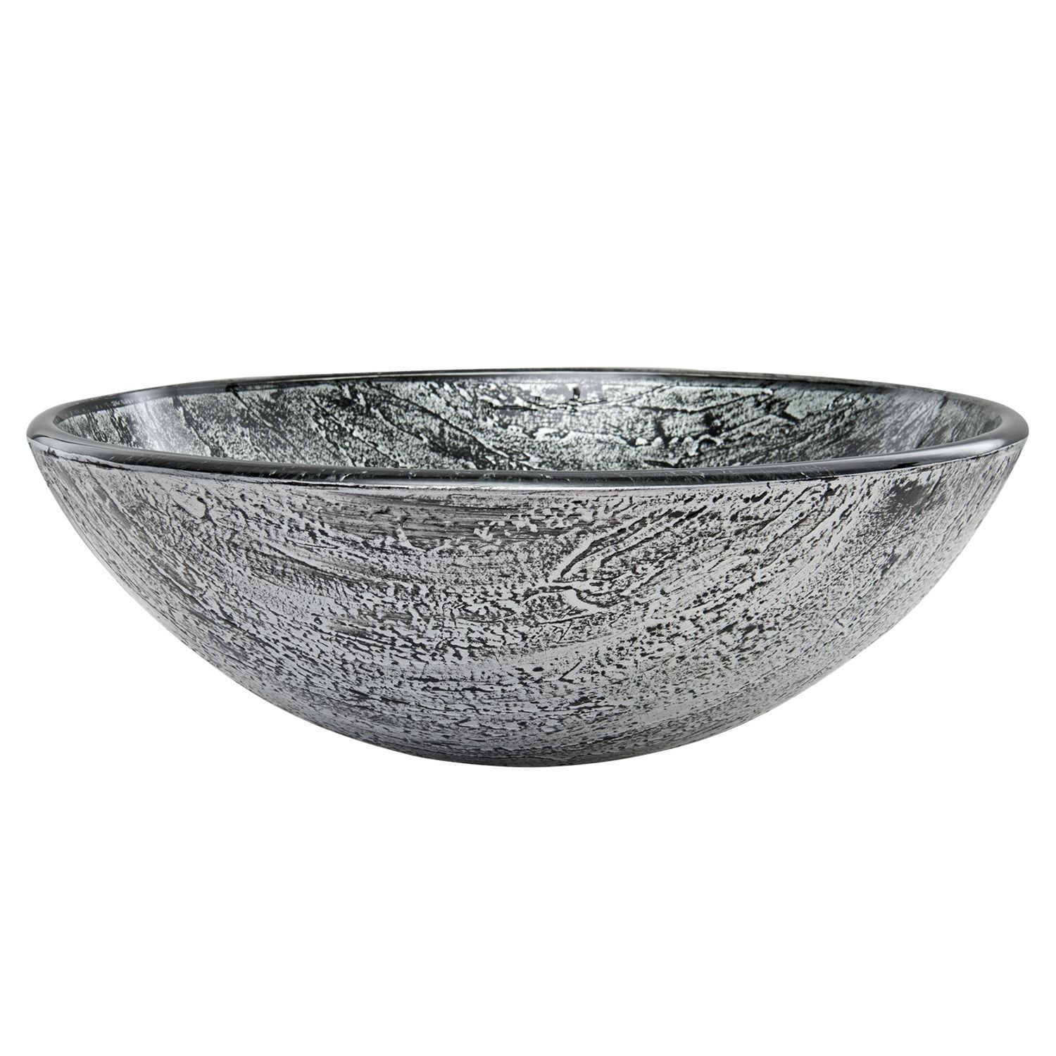Round Glass Vessel Bathroom Sink/Basin with Deep Bowl, Titanium Q6Z5 - product image 1