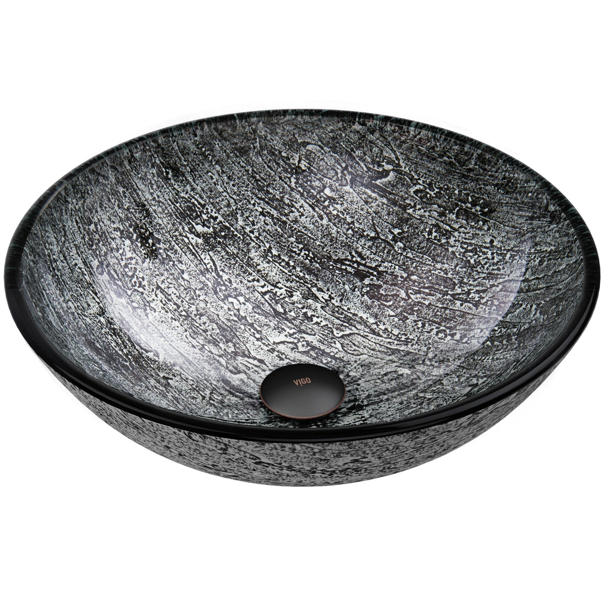 Round Glass Vessel Bathroom Sink/Basin with Deep Bowl, Titanium Q5F6 - product image 2