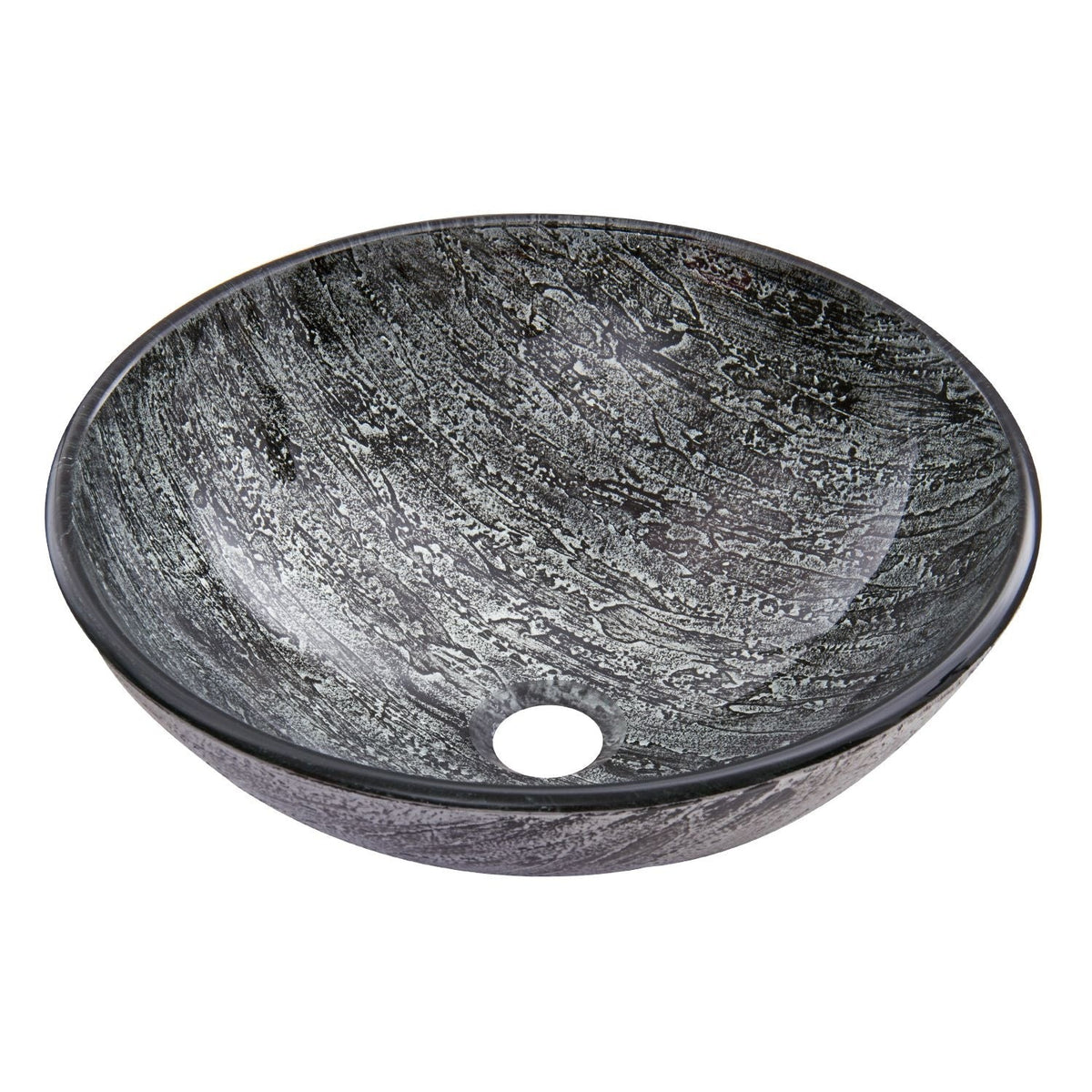 Round Glass Vessel Bathroom Sink/Basin with Deep Bowl, Titanium Q6Z5 - product image 4