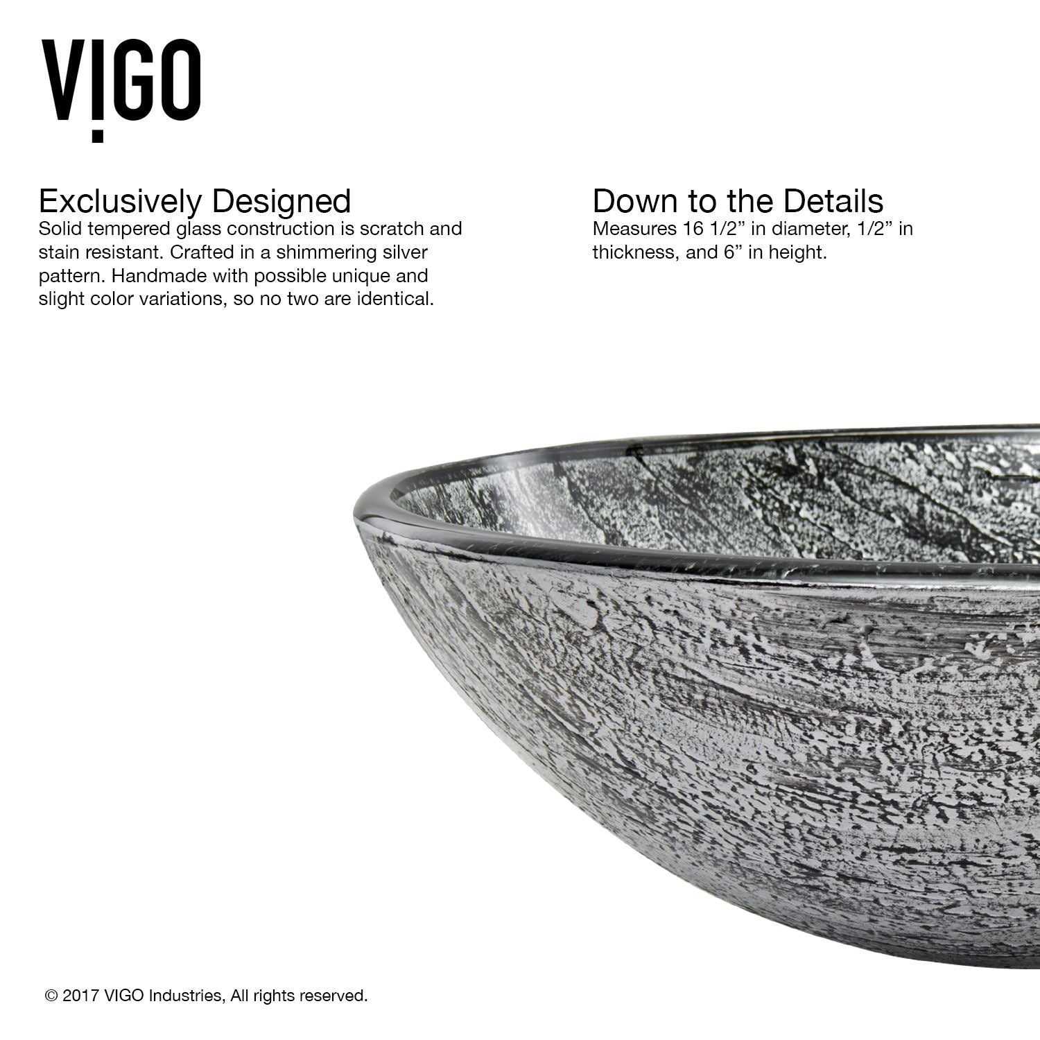 Round Glass Vessel Bathroom Sink/Basin with Deep Bowl, Titanium Q6Z5 - product image 6