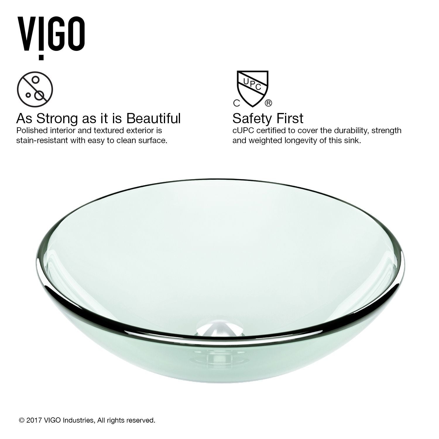 Round Glass Vessel Bathroom Sink/Basin with Repellent Seal Coating, Crystalline B2L7 - product image 5
