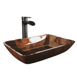 Russet Glass 18-in Red/Brown Bathroom Sink/Basin Set with Niko Faucet and Rectangular Vessel N1C7 - product image 1