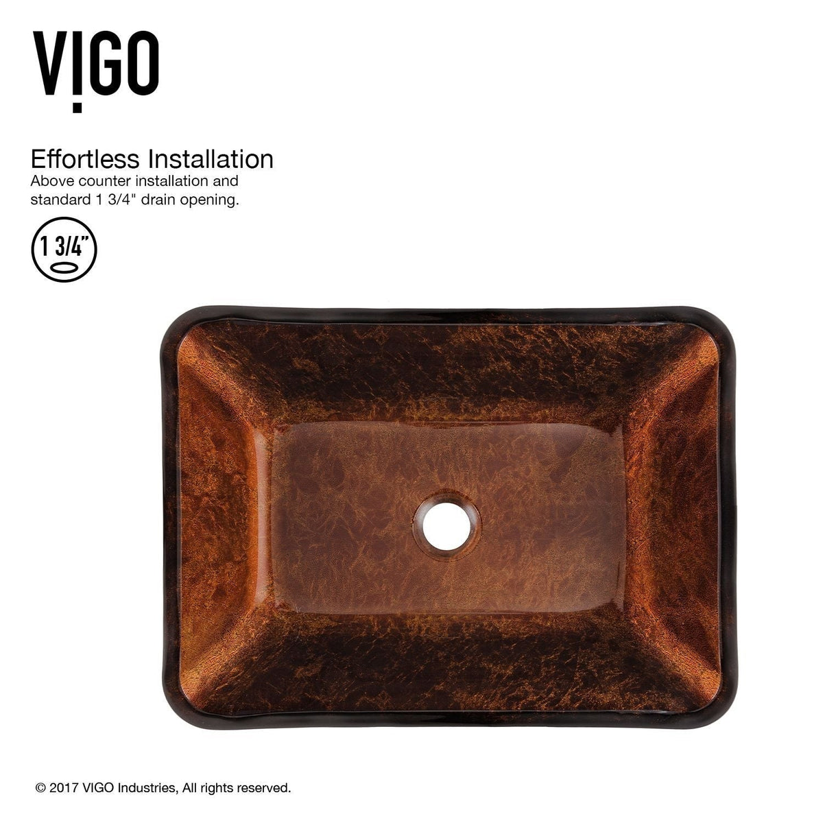 Russet Glass 18-in Red/Brown Bathroom Sink/Basin Set with Niko Faucet and Rectangular Vessel N1C7 - product image 4