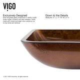 Russet Glass 18-in Red/Brown Bathroom Sink/Basin Set with Niko Faucet and Rectangular Vessel N1C7 - product image 6